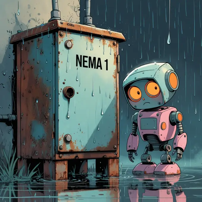 Robot with rusted panel board